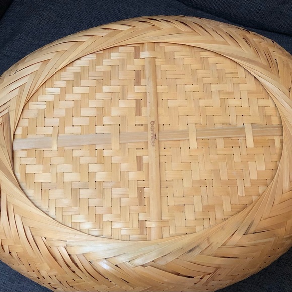 BAMBU Double Wall oval Nesting BASKETS - Set of 3 Large 16 x 12 x 3.5” FARMHOUSE - Picture 5 of 16